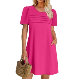 OFEEFAN Womens Summer Dresses Fashion Sundresses for Women Beach Vacation Clothes Plus Size Valentines Hot Pink XXL
