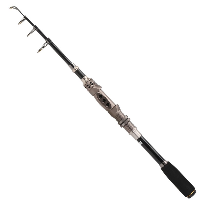 Portable Carbon Baitcasting Telescopic Fishing Rod Pole Reel Tackle Accessory1.8m
