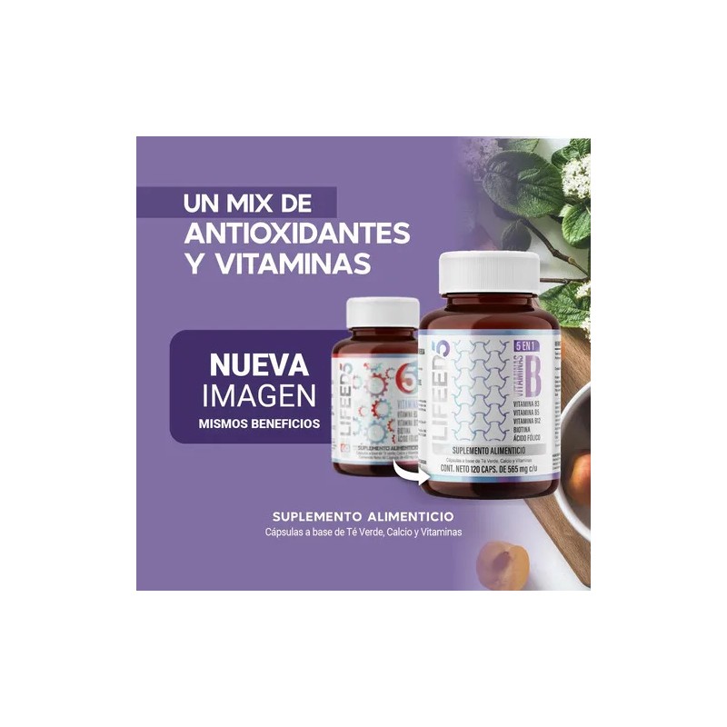 Suplemento Alimenticio Lifeed5 Complejo B, Vitamina B12, Acido Folico, Te