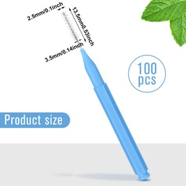 Patelai 100 Pieces Braces Brush for Cleaner Interdental Brush Toothpick Dental Tooth Flossing Head Oral Dental Hygiene Flosser Toothpick Cleaners Tooth Cleaning Tool (Sky Blue,0.53"x0.1")