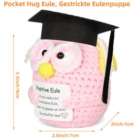 Aruigu Lucky Charm Knitted Owl Positive Gifts, Pocket Hug Owl Positive Potato Replacement, Courage Gift, Get Well Soon Gift, Lucky Charm Exam Gift (Pink)