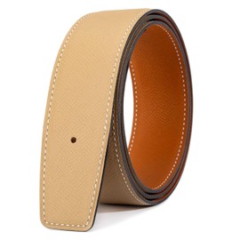Titiroa Replacement Belt Cowhide Genuine Leather Reversible Belt Strap For Women/Men Width 38MM Length 105CM Beige/Earth Yellow