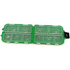 Practical clamping sleeves set with approx. 100 crimp sleeves (sizes: 0.4 mm - 2.5 mm inner diameter) + free Petri Heil! sticker