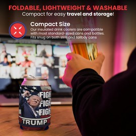 I Drank Today Can Coolers - Trump Fight Fight Fight Merch, Trump Rally 2024, America Can Insulator, Funny Drink Cooler, Drink Sleeve (TrumpV2)