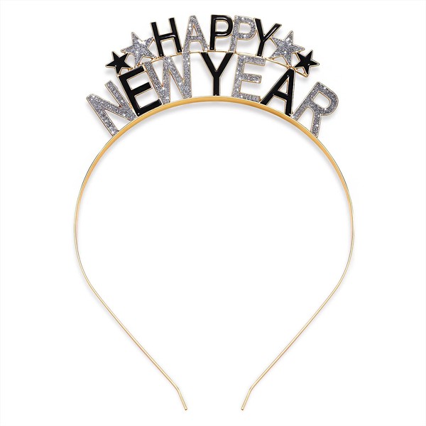 NVENF Holiday Headbands Happy New Year Hairbands for Women Rhinestone New Year’s Eve Hair Hoop Holiday Party Headwear Gifts
