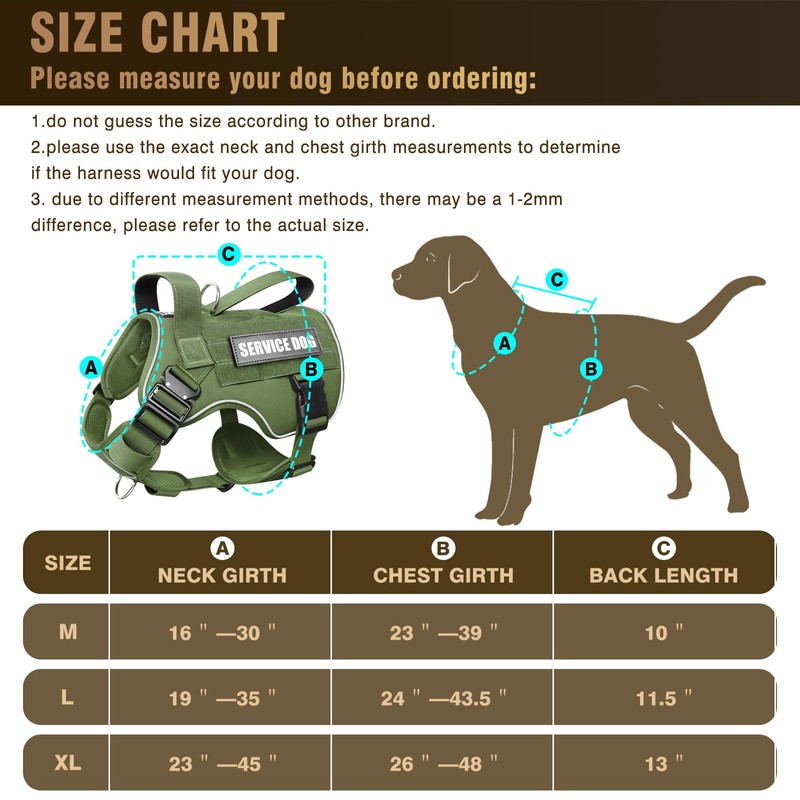 WINSEE Tactical Dog Harness for Large Dog, Heavy Duty Service