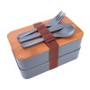 IS Gift Wheat Straw Bento Box with Cutlery (2 Assorted