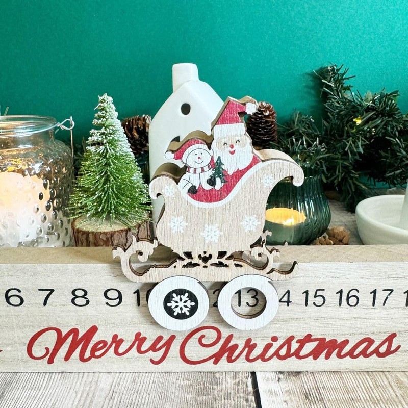 Santa Advent Countdown Slider, Wooden Christmas Countdown, Father Christmas Ruler,