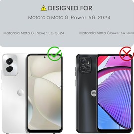 KaiMai for Moto G Power 5G 2024 Case with Explosion-Proof Film[2 Pack],3 in 1 Shockproof TPU Hard PC Bumper Drop-Proof Shell for Moto G Power 5G 2024 6.7" Lihgt Gray/Pink