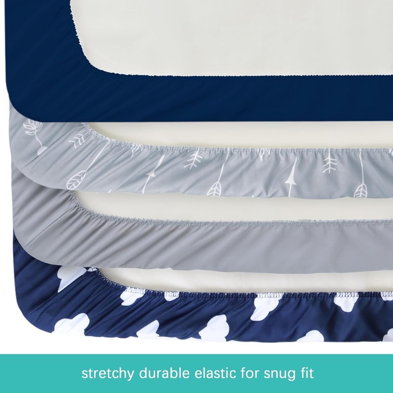 Travel Cot Sheets 95x65cm Fitted, 4 Pack Ultra Soft &