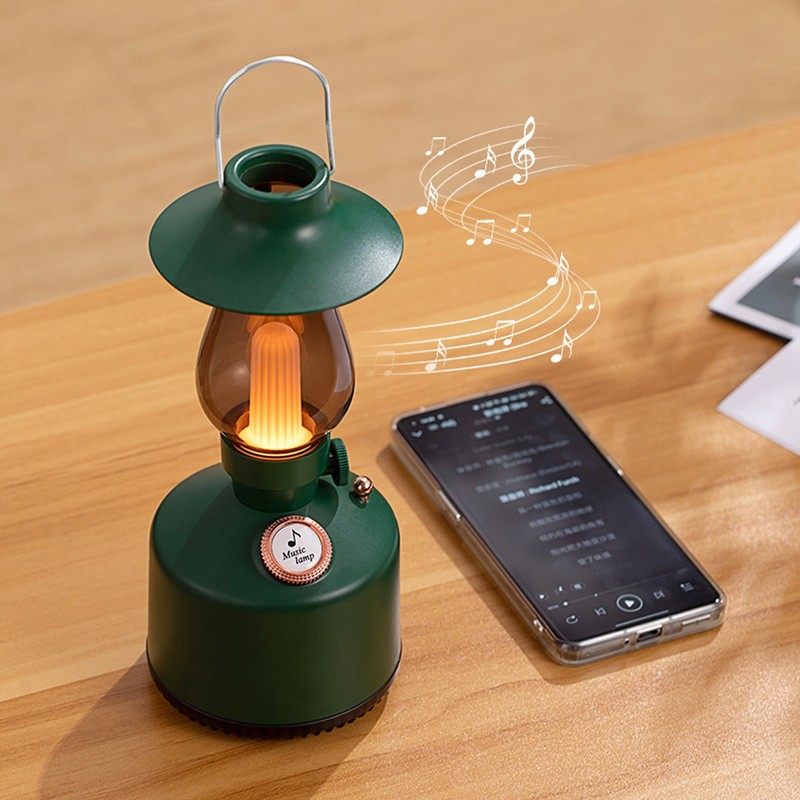 Hanging Hand Lantern Bluetooth Music with 1200MAH Battery Retro Camping