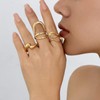 BelleVive 5 Piece Gold Chunky Rings for Women, Open Stackable