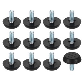 sourcing map 12Pcs 1/4" Thread Furniture Feet Levelers, 23x15mm Adjustable Leveling Table Feet, Screw on Furniture Glide Leveling for Chair Stool Legs, Black