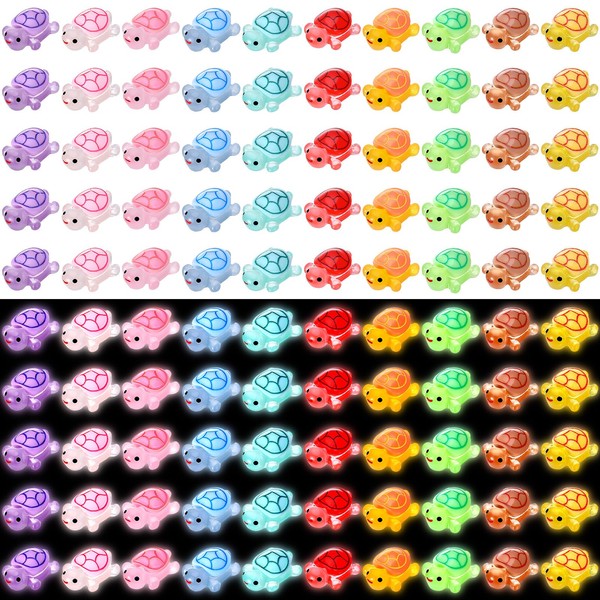 GSrenyu 100 Pcs Mini Resin Turtles Resin Animals Luminous Mini