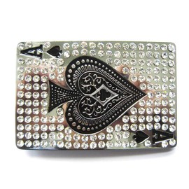Urban Backwoods Ace of Spades V Belt Buckle for Interchangeable Belt Buckle, silver