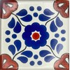 Ceramic Talavera Mexican Tile 4x4", 9 Pieces (NOT Stickers) A1