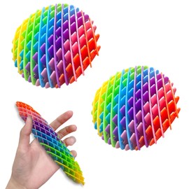 2 Pcs Fidget Worm,Funny Stretchy Flexi Worm,Rainbow Color Worm Fidget Toy,Popping Fidget Worm Toy Stress and Anxiety Relief Sensory Pressure Toy,for Kids Adults ADHD ADD Autism Gifts