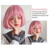 Unbranded Short Pink Bob Wig Headgear Fluffy Short Straight Bob