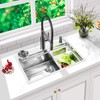 Waterfall Kitchen Sink, Drop In/Topmount Workstation Glass Rinser Single Bowl