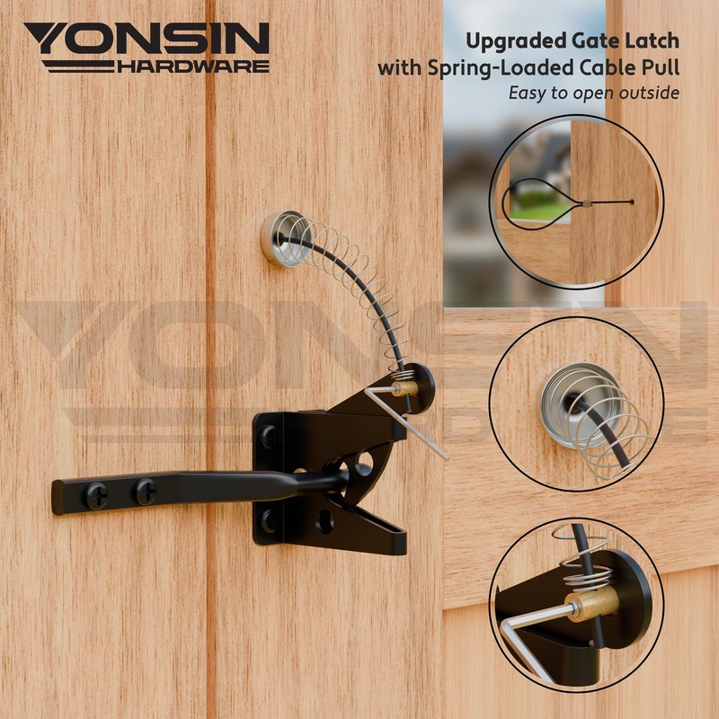 YONSIN 2 Sets Self Locking Fence Gate Latch with Spring