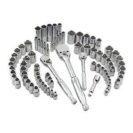 GreatNeck 82-Pc Mechanic Tool Set, SAE & Metric Socket and Ratchet Set, Mechanic Gifts, Tool Box with Tools, 1/4", 3/8", 1/2" Drive, Durable Storage Case