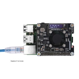 PoE Power Supply and Cooling HAT Board with OLED Display, Adjustable Fan, Fits Raspberry Pi 4B/3B+ POE HAT, Supports 802.3af/at Network Standards for Enhanced Heat Management