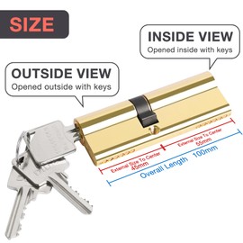 DIDA® 100mm Euro Barrel Lock 45/55 Door Barrel Lock with Key UPVC Door Lock Barrel Profile Lock with 3 Keys Anti-Pick Anti-Bump Anti-Drill Euro Cylinder Lock High Security Nickel BS EN 1303:2005 G
