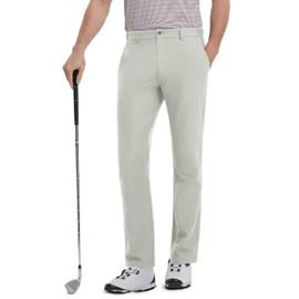 Mens Lightweight Golf Pants with 5 Pockets 30"/32"/34" Straight Fit Water Resistant Stretch Dress Mens Casual Pants Silver Gray