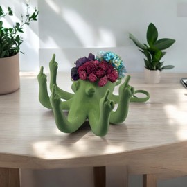 Octopus Planter - Decorative Air Plant Holder & Small Flower Pot | Unique Octopus Design for Indoor Plants | Succulent, Air Plant, or Mini Plant Pot | Macetas Decorativas for Home or Office (Green)