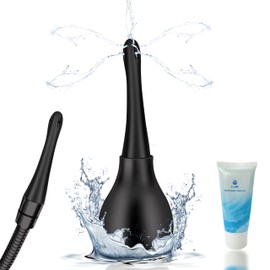 Enema Douche Anti Back-Flow, Shower Hole Irrigator, Reusable Unisex Enema Douche Vaginal Cleansing Kit (with Lubricant)