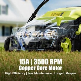 16-Inch Electric Dethatcher Scarifier, YERYORK 2-in-1 Lawn Scarifier with Powerful 15 AMP Motor 14.5Gal Collection Bag 5-Position Depth Foldable Handle for Lawns & Garden (Green)