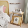Bamworld Rattan Side Table Boho Night Stand Glass Bedside Small