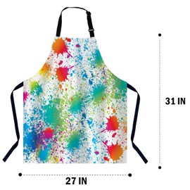 BGBDEIA Colorful Paint Splash Kitchen Apron for Women Men, Unisex Adjustable Cooking Apron, Waterproof Apron for Home Kitchen, Restaurant, Coffee House