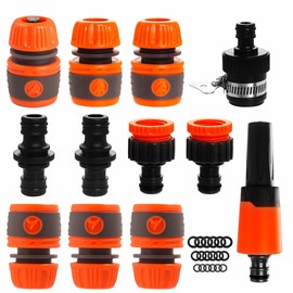 Garden Hose Connectors and Fittings Set,5 End Quick Connector,2 Hose Tap Connector 1/2 Inch and3/4 Inch Size 2-in-1,2 Double Male Hose Connector,1Hose Waterstop Connector,1 Nozzle etc