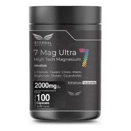 ETERNAL NUTRITION Seven Mag Ultra: Magnesio Complex 7 en 1 (100 Cápsulas) | Glicinato, Citrato, L-Treonato, Malato, Taurato y Orotato | 33 Porciones ·