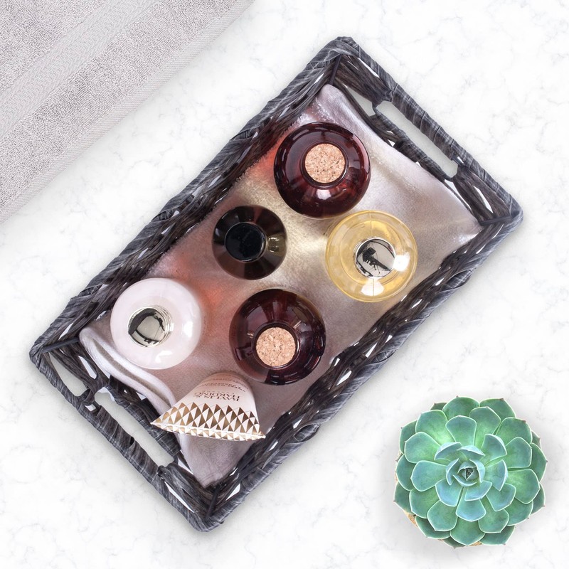 EHC Multipurpose Small Woven Storage Hamper Basket, Grey, Ideal For