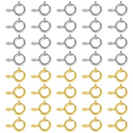 HAIKING Spring Ring Clasp, 40 Pcs Open Ring Jewelry Spring Clasps for Jewelry Making (9 * 6MM)