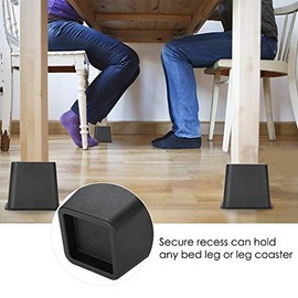 AYNEFY Furniture Risers, 4 Pieces of Adjustable Plastic Square Wide Feet Lift Stands for Most Legs of Bed, Chair, Couch, Sofa, Table, 120 x 90 mm / 4.7 x 3.5 inches (Black)