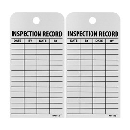 NMC RPT112 Accident Prevention Tag, INSPECTION RECORD, 3 Width x 6 Height, Unrippable Vinyl, Black on White (Pack of 25) by NMC