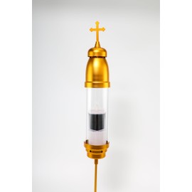 OURMEMO Cemetery Solar Lights for Grave,Includes 2.5" x6.5'' Grave Candles,4" x34''Cemetery Memorial Light Candle Holder,Standard Spike and Base,Perfect Addition to Headstone(Greek Cross Extended)