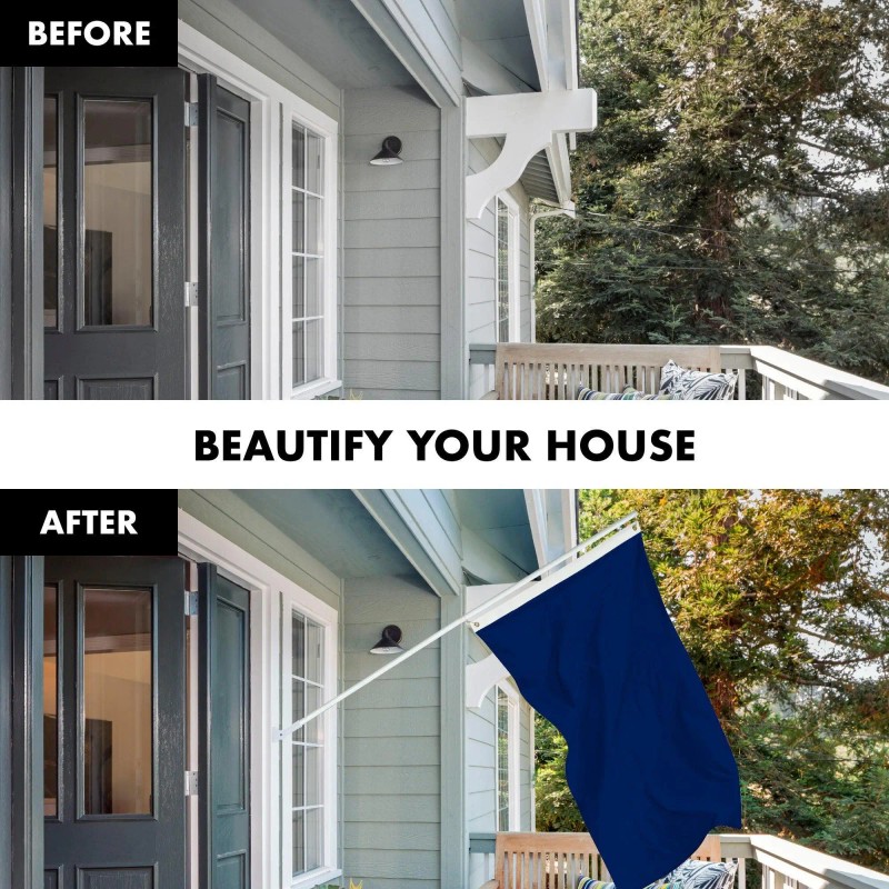 UD_G128 Combo Pack: 6 Feet Tangle Free Spinning Flagpole (White)