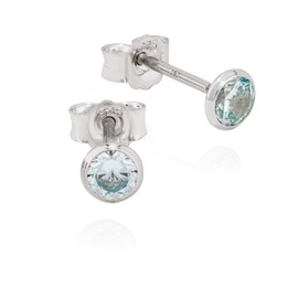 NKlaus Pair of Goblet Stud Earrings 925 Silver Tarnish-Resistant 4 mm Zirconia Light Blue Earrings 11212, Silver, Cubic Zirconia