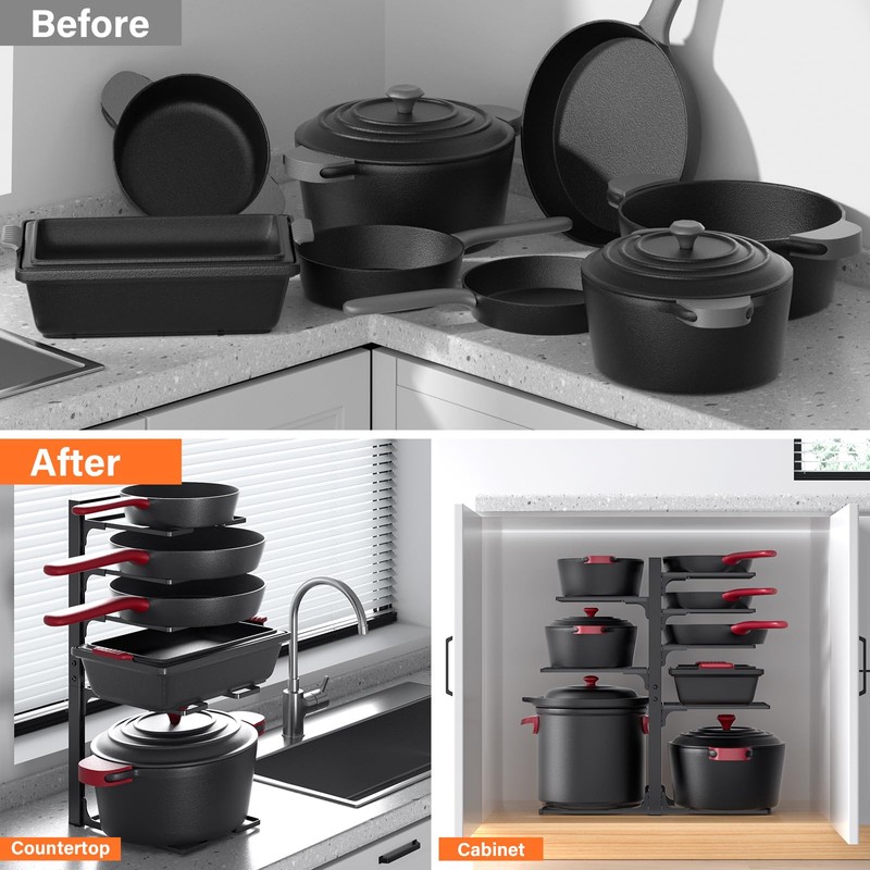 MUDEELA Pots and Pans Organizer under Cabinet, 21" Height Heavy