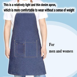 Geounzay Aprons for Men, Denim Cooking Kitchen Aprons, Adjustable Bib Aprons with multiple pockets for Men and Women