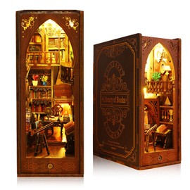 DIY Book Nook Kit - Engaging 3D Wooden Puzzle Bookend Model Building Set for Adults & Teens, Miniature Library Booknook Shelf Insert with LED Lights, Dollhouse Decor Alley - Gift for Book Lovers