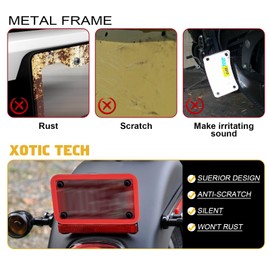 x xotic tech Motorcycle Silicone License Plate Frames, Motorbike License Plate Holder, Rust Proof, Rattle Proof, Weather Proof(Red, 7.56" x 4.53")
