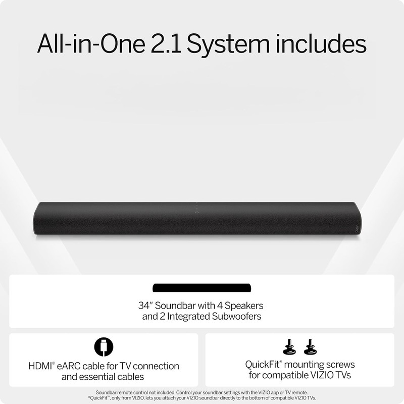 VIZIO All-in-One Soundbar with Dolby Atmos and DTS:X, Bluetooth Speaker-