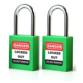POFET 2PCS 38mm / 1.5inch Lockout Tagout Locks, Safety Padlock,Plastic Green