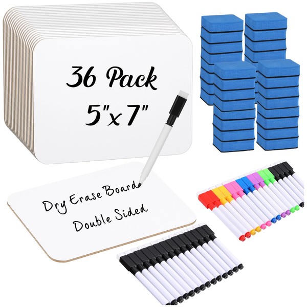 Affrolling 36 Sets Small Whiteboard Dry Erase Boards 5" x7''