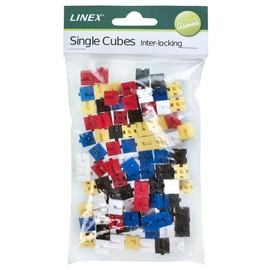 LINEX 400085350 Learning Material Dice for Counting Practice Building and Playing Plastic Bag with 100 Pieces in 5 Colours Edge Length 10 x 10 mm